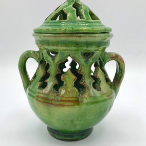Vintage Tito Ubeda Pottery: Handmade Pierced Lidded Pot