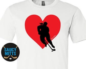 Love Hockey Shirt - Love Heart Hockey Girl Player