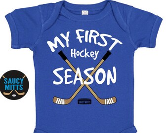 My First Hockey Season Infant Baby Bodysuit One Piece Color