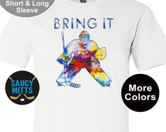 Youth Hockey Shirt Bring It Hockey Goalie Watercolor boys and girls