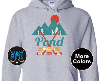Retro Pond Hockey Hoodie or Sweatshirt Youth & Adult