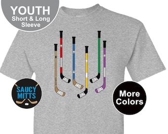 Youth Hockey Shirt Colorful Hockey Sticks boys and girls