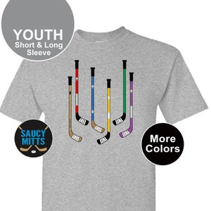 Youth Hockey Shirt Colorful Hockey Sticks boys and girls