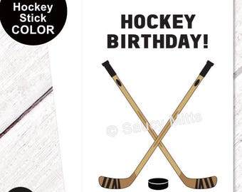 Hockey Birthday Card - Crossed Hockey Sticks