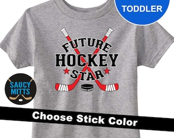 Toddler Hockey Shirt Future Hockey Star Sticks and Puck Customize Color