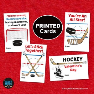 Échange de cartes de hockey pour enfants, Saint-Valentin, salle de classe - Éléments de hockey