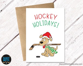 Hockey Holidays Christmas Card - Hockey Dog