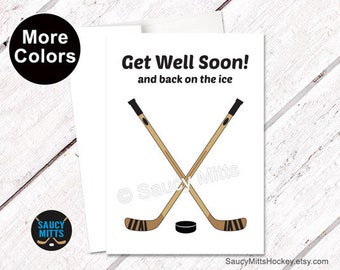 Get Well Soon Hockey Card - Hockey Crossed Sticks