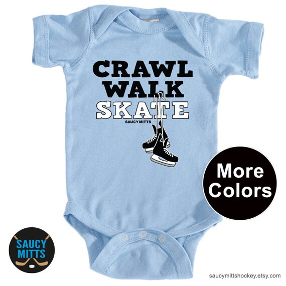 Baby Boy Girl Round Neck Long-Sleeve Solid Color Onesie Two Hockey Players Crawling Clothes