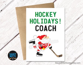 Hockey Coach Christmas Card - Hockey Holidays Santa