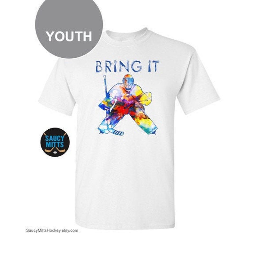 Youth Hockey Shirt Bring It Hockey Goalie Watercolor Boys and Etsy