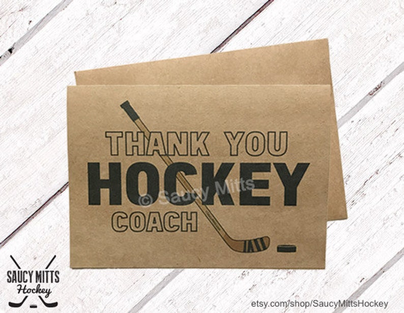 Thank You Hockey Coach Card Stick and Puck Etsy