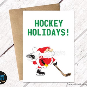 Hockey Christmas Card - Hockey Holidays Santa