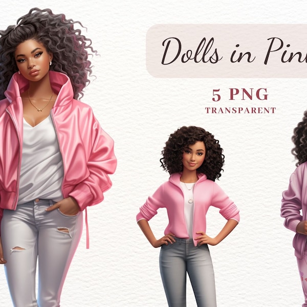 Pretty Black Dolls PNG Clipart, Black Skin Ladies Clipart, African American Dolls Clipart, Fashion Girl Clipart, Barb, Dolls PNG Clipart