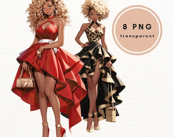 Fashion Girls Clipart Bundle, Planner Graphics (PNG)