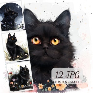 Katzen druckbare Clipart, JPG druckbare Dateien, druckbares Kunstdesign-Bundle, Katzen-Wandkunst, Katzensublimation, Kartenherstellung, 10 JPG-Bilder