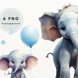 Baby Elephant Clipart PNG Bundle: Safari Animal Graphics (Commercial Use)
