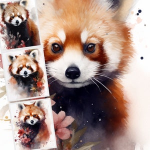 Imágenes prediseñadas de panda rojo, paquete de imágenes prediseñadas en formato JPG, imágenes prediseñadas de animales, decoración de pared para guardería, 14 imágenes de panda en formato JPG, descarga digital, imágenes prediseñadas para uso comercial