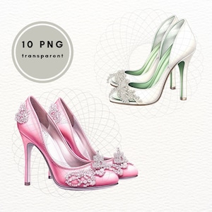 White And Pink Shoes PNG Clipart, Watercolor Clipart PNG, Junk Journaling, Card Making Commercial Use, Instant Download, Fashion Clipart