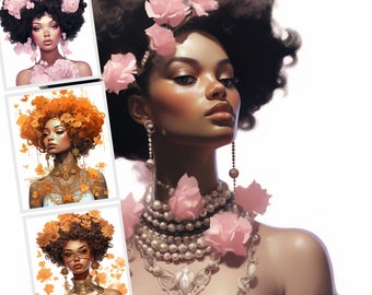 Imágenes prediseñadas de damas rococó, ilustraciones de retratos vintage (archivos digitales JPG)