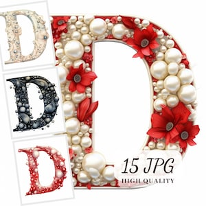 Clipart da letra D, clipart da letra D de várias cores, ilustrações de letras para confecção de cartões, sublimações, download digital, uso comercial