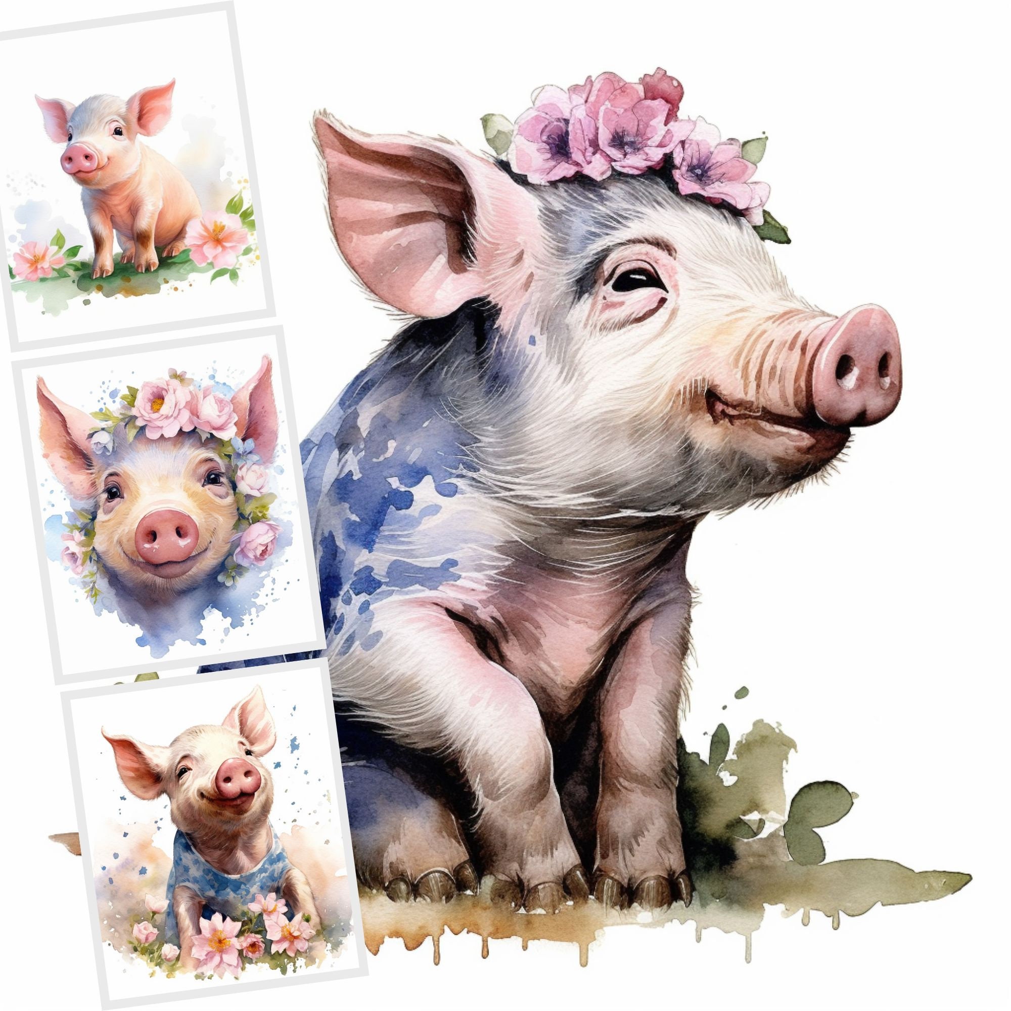 Lustige Ferkel Clipart, Clipart Bundle, 21 hochwertige JPG