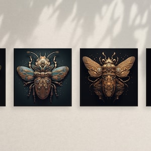 Bundle of stylish beetles for print, Instant Download Digital Art of 4 Beautiful Beetles for Versatile Home Decor, 4 PNG beetles printables