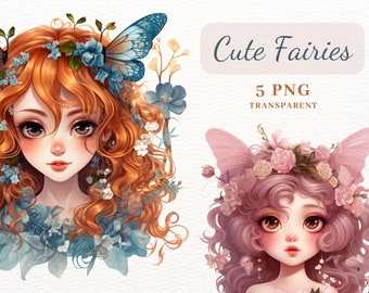 44 Cute Fairies Clipart, PNG Clipart Bundle, Watercolor Fairy Girls ...