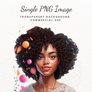 Happy Black Girl PNG, Black skin Lady Single PNG Clip Art Element, PNG Clipart, Commercial Use, Black Woman Sublimation Clipart, Scrapbook
