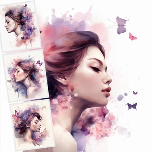 Fantasy Girl Clipart Nr. 2, Mit Schmetterling, JPG Clipart Bundle, 7 JPG Bilder, Shirt Sublimation, Wandkunst, kommerzielle Nutzung, digitaler Download