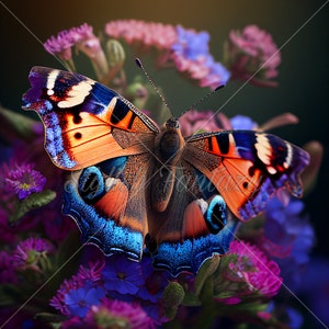 Colorful butterfly digital download wall art, Vibrant Butterfly Digital Wall Art Download, PNG digital file, printable butterly download