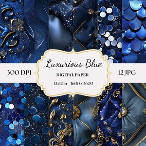 Luxurious Blue Texured Digital Paper For Scrapbook, Collage Images, Junk Journal, Printable Vintage Seamless Pattern Paper, Cards Making