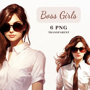 Boss Girl Clipart, PNG Clipart Bundle, Girls Images, Business Woman Clipart, Digital Download Images for Cards Making, Junk Journal, Collage