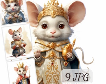 Mouse King Clipart Bundle, Nutcracker Character Illustrations (9 JPG)