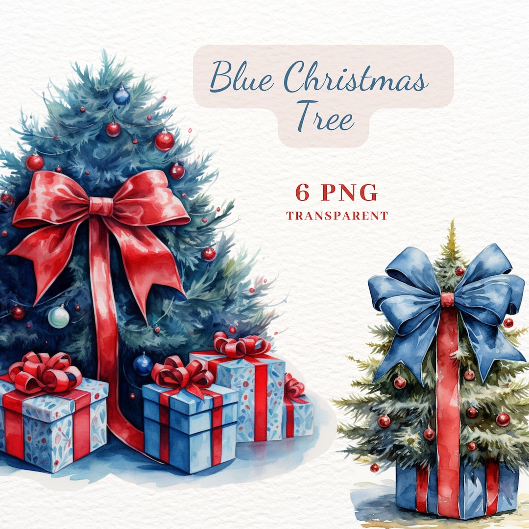 Christmas Tree Clipart Blue Christmas Tree Fir Tree Clipart Etsy UK