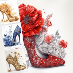 Aquarelle chaussures Clipart n°2, lot de cliparts, clipart mode glamour, sublimation de tshirt, images de cartes et de scrapbooking, usage Commercial