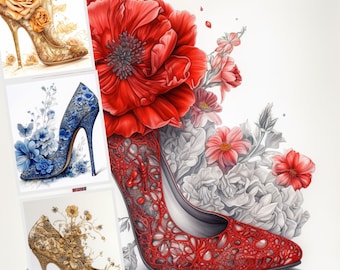 Watercolor Shoes Clipart Nr.2, Clipart Bundle, Glamorous Fashion Clipart, Tshirt Sublimation, Cards and Scrapbook Images, Commercial Use