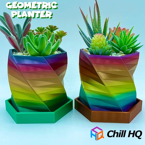 Modern Geometric Planter - Perfect for Succulents and Small Plants - Available in Various Colours - 3D Printed