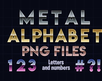 Metallic Alphabet Clip Art: Chrome, Gold, Rose Gold PNG (Instant Download)