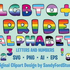 LGBT Alphabet Clipart , Gay Pride letters, cijfers en glyphs, Queer Alphabet Clipart svg, png, eps en ai bestanden. Direct downloaden