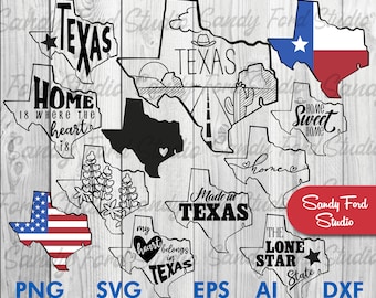 Texas State SVG Bundle: Clipart, Outline, Vector (Instant Download)