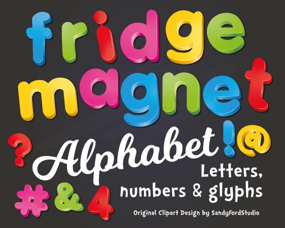 Fridge Magnet Alphabet Clipart Lower Case Letters and Numbers Pink