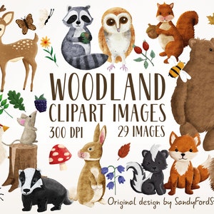 Watercolor Woodland Animals ClipArt Collection - Instant Download