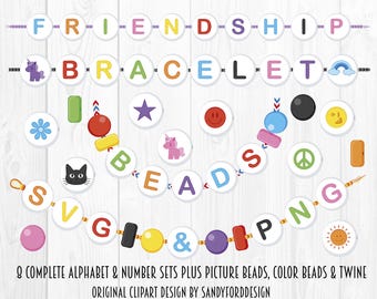 Friendship Bracelet Bead Alphabet Clipart: SVG, PNG (Digital Download)