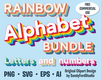 3D Rainbow Alphabet, Gay Pride SVG letters, Retro Rainbow font, Boho Rainbow PNG, Pastel Rainbow, free commercial use - Instant Download