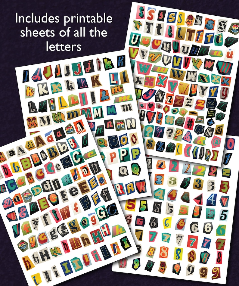 Ransom Note Lettering Printable Free Ransom Note Alphabet Kit Clipart - 360 Cutout Kidnap Letters, Numbers ...