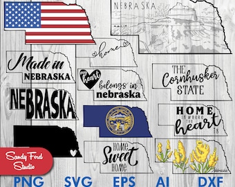 Nebraska State Outline SVG Bundle: Clipart, Vector Graphics (Instant Download)