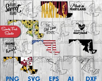 Maryland State Outline SVG Bundle: Clipart, Vector Graphics (Instant Download)