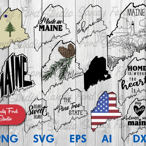 Maine State SVG bundle, Maine Clipart, Maine Outline, Maine PNG, Maine Vector- Instant Download