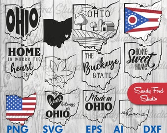 Ohio State SVG bundle, Ohio Clipart, Ohio Outline, Ohio PNG, Ohio Vector- Instant Download